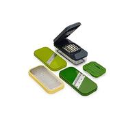 Joseph Joseph Multi-Prep Compact 4-en-1 Coupe Legumes Multifonctions, Hachoir Manuel, Râpe à Fromage, Râpe à Légumes, Mandoline, avec Protège Main et Boîte alimentaire, Accessories de Cuisine