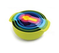 Joseph Joseph Nest 9 Plus 9-Pièces, set emboîtable avec Bol mélangeur grand et petit, passoire, tamis, 5 tasses à mesurer, Multicolore