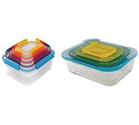 Joseph Joseph - Nest Lock - Boîtes de Conservation Compactes Plastique - Lot de 5 - Multicolores & Nest Glass - Set de 4 Boites de Conservation en Verre - Multicolore