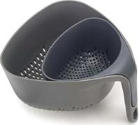 Joseph Joseph Nest - Lot de 2 passoires empilables, stable et non basculante, pour légumes, pâtes, Gris