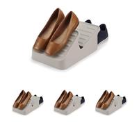 Joseph Joseph Shoe-In - Rangement à 2 étages pour chaussures, peut contenir jusqu'à 3 paires- Petit, Beige (Lot de 4)