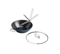 Joseph Joseph Space Wok 32cm avec Couvercle, Poignée Pliable, Gain de Place, Induction & Four, Céramique