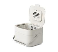 Joseph Joseph Stack 4- Poubelle pour Les déchets Alimentaires avec Couvercle et Filtre Anti-Odeurs, Bac à Compost de Cuisine avec poignée, Gris Pierre, 4 L