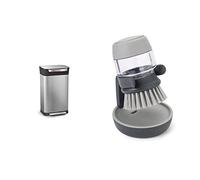 Joseph Joseph - Titan - Poubelle compacteur de déchets & Palm Scrub - Brosse avec Réservoir Liquide Vaisselle - Gris