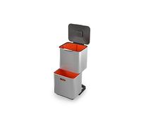 Joseph Joseph Totem Max - Poubelle de cuisine pour le tri et le recyclage des déchets, avecBac à compost et filtre anti-odeurs remplaçable, capacité 60 litres, Acier Inoxydable