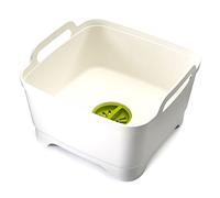 Joseph Joseph - Wash&Drain - Bac à vaisselle, Bassine Plastique Evier avec poignées et bouchon de vidange, 9 litres - Blanc/Vert