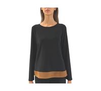 Joseph Ribkoff - Haut Droit en Tricot Soyeux avec Empiècements Colorés en Cuir Suédé - Femme - Tops - Noir - Taille: 50 FR