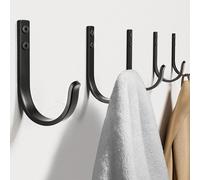Josmimic Crochets muraux pour vestiaires - Crochets muraux à percer, patères, porte-clés pour gobelets à brosses à dents, salle de bain, WC, 5 pièces, noir, avec vis