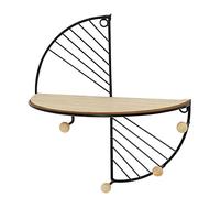 JOSON Étagère murale flottante demi-ronde en métal pour chambre à coucher, salon, bureau - Étagère suspendue géométrique (noir)