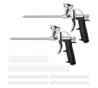JOSTIVE Lot de 2 pistolets à mousse PU : pistolet à mousse de construction en métal avec 4 buses longues et 50 buses courtes, pistolet doseur professionnel pour bricoleurs et professionnels pour
