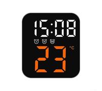 Jotekonoby Réveil LED avec affichage de la température et de la date, horloge électronique créative avec 3 alarmes, luminosité réglable, commande vocale, mur ou (orange)