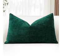 JOTOM Housses de coussin en chenille 30x50 cm Douces Housses de coussin décoratives 12x20 pouces pour le dos Coussins de soutien lombaire pour canapé, sofa, salon, lit, décoration intérieure (vert