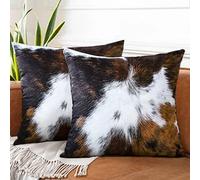 JOTOM Housses de Coussins en Velours Double Face Décoratif Canapé Taie d'oreiller Doux Decoration pour Maison Salon Chambre Canapé Décoration Lot de 2 (50x50 cm, Peau de Vache B)