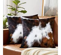 JOTOM Housses de Coussins en Velours Double Face Décoratif Canapé Taie d'oreiller Doux Decoration pour Maison Salon Chambre Canapé Décoration Lot de 2 (40x40 cm, Peau de Vache B) TERT29