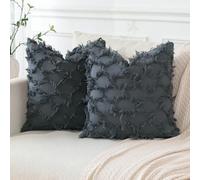 JOTOM Lot de 2 Housses de Coussin 45x45cm Lin Boho Décorative Taie d'oreiller Tassels Design Housse d'oreiller Carré pour Canapé Chambre Canapé Maison Décoration Chaise (Gris)