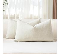 JOTOM Lot de 2 Housses de Coussins 30x50 cm Chenille Douce Blanc Crème Housse de Coussin Décorative Taie d'oreiller Lombaire Solide pour Canapé Salon Lit Décoration d'intérieur (Blanc Crème)