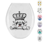 JOTOM Siège de Toilette de Haute Qualité Abattant WC Facile à Installer et à Nettoyer Magnifique Imprimé Toilette Siège (Chien couronne)