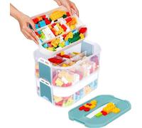 Jouet éducatif pour enfants - Bac en plastique empilable avec socle modulable - 2 niveaux de compartiments transparents et réglables.