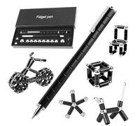 Jouet magnétique pour doigt - Stylo à bille magnétique - Amusant - Multifonction - Soulage le stress - Cadeau pour hommes, femmes, enfants (noir)
