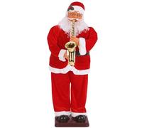 Jouet Père Noël dansant, Père Noël animé grandeur nature jouant du saxophone chantant et secouant les hanches, décoration de bienvenue de Noël pour fête de vacances, 180 cm