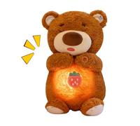 Jouet Respiratoire - Peluche PP Coton ABS 28x16cm | Oreiller de couchage apaisant ours mignon, avec son et lumière, Animal en peluche, jouet confortable, Rechargeable par USB | Pour l'anniversaire du