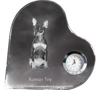 Jouet russe - horloge en cristal avec photo de chien, étagère en forme de cœur avec horloge, horloge sur pied personnalisée de la marque Art-Dog