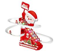 Jouet sur les montagnes russes du Père Noël - Jouet avec toboggan pour escaliers, avec rouleaux coulissants pour Père Noël, piste avec bonhomme de neige avec lumière et musique, avec