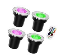 JOUFNING 4PCS Lumière Jardin Enterré - Spot Encastrable LED Exterieur, Éclairage Paysager RVB 3 W, Spot LED Encastrable Au Sol Étanche IP65, Éclairage De Puits De Jardin Basse 12 V-24 V(3W(12V))