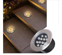 JOUFNING Éclairage Paysager Extérieur, Lampadaire Encastrable Étanche IP67, Lampe Ronde pour Allée De Jardin AC85-265V, Spot Ultra-Mince À Enterrer pour Terrasse(Green Light,24 W)
