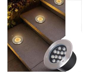 JOUFNING Éclairage Paysager Extérieur, Lampadaire Encastrable Étanche IP67, Lampe Ronde pour Allée De Jardin AC85-265V, Spot Ultra-Mince À Enterrer pour Terrasse(Green Light,6 W)