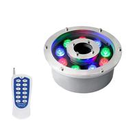JOUFNING Spot LED sous Marin - Lumière LED Submersible, Éclairage D'étang À Trou Moyen Étanche IP68 12/24V, Lampe De Fonction d'eau À Changement De Couleur RVB(12W(12V))