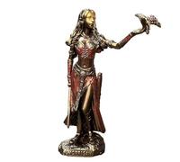JOUFNING Statue d'art - Sculpture Décorative De Bureau, Déesse Celtique Morrigan avec Corbeau Et Épée, Sculptures Finition Bronze, Figurine en Résine Synthétique, Ornements