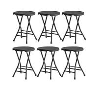 joukares Lot de 6 tabourets pliants de 43,2 cm, tabourets de bar portables en plastique avec poignée, très résistants, pour cuisine extérieure/intérieure, maison, camping, capacité de 136,1 kg, noir