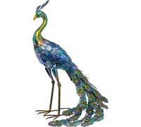 JOUSE 1 Pièce Multicolore Métallique Paon Statue Métallique Paon Statue Extérieur Jardin, Patio, Terrasse, Porche-Cour Art Décoration Métal