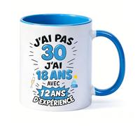 JOUWUI Mug à café Femme, 30e anniversaire cadeau tasse à café pour femme homme papa maman, Tasse Drôle J’ai Pas 30 Ans/J’ai 18 Avec 12 Ans d’Expérience, Tasse à café
