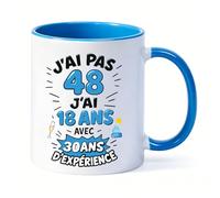 JOUWUI Mug à café Femme, 48e anniversaire cadeau tasse à café pour femme homme papa maman, Tasse Drôle J’ai Pas 48 Ans/J’ai 18 Avec 30 Ans d’Expérience, Tasse à café