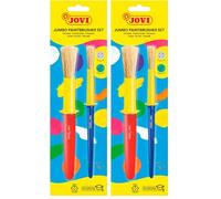 Jovi - Brosses d'école, Ensemble Blister 1 Brosse d'école Moyenne + 1 épaisse, Poils naturels et Manche en Plastique, Anti-Goutte et Facile à Nettoyer, avec Couronne pour éviter de Rouler (8184)