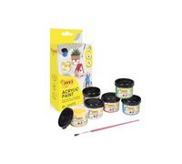 Jovi - Pack de peinture acrylique, 6 pots de 55 ml, Couleurs assorties | Haut pouvoir couvrant, S'applique facilement sur n'importe quelle surface, Sans gluten