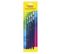 Jovi - Pinceaux d'art calibrés Pointe Plate, Blister de 4 pièces, Poils naturels durs et Manche en Bois, Tailles 4, 6, 8 et 12