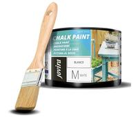 JOVIRA PINTURAS Chalk Paint - Peinture à la craie à l'eau mate + Pinceau spécial bois. Renouvelez vos meubles avec créativité. (375 Millilitres, Blanc)