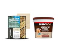 JOVIRA PINTURAS Lasure Hydrofugeant Protecteur imperméable effet perlé. & Sinto Rebouche Bois pour Gros Trous et Fissures Bois Clair - 500 g - Facile et Prêt à l’Emploi