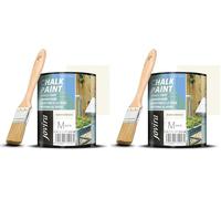 JOVIRA PINTURAS Peinture à la craie - Peinture à la craie à l'eau mate + Pinceau spécial bois. Renouvelez vos meubles avec créativité. (750 Millilitres, Blanc antique) (Lot de 2)