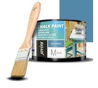 JOVIRA PINTURAS Peinture à la craie - Peinture à la craie à l'eau mate + Pinceau spécial bois. Renouvelez vos meubles avec créativité. (375 Millilitres, Bleu intense)