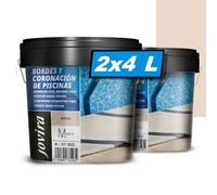 JOVIRA PINTURAS Peinture Bords Piscine. Spécial antidérapant pour rénover les bords des piscines. (2x4 Litres, Sable)