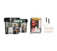 JOVIRA PINTURAS Peinture Ultramate Extérieur/Intérieur Lavable, super couvrant, blanc. & Fit For The Job Lot de 7 pièces, Rouleaux pour peinture-émulsion, 2 de 225 mm et 2 mini rouleaux