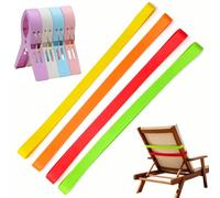 JOVYTH 8 Pièces Pinces à Serviettes de Plage, 4 Bandes Élastiques Silicone et 4 Clips, pour Chaise de Plage et Transat, 30cm