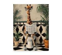JOVYTH Affiche de Salle de Bain Girafe sur les Toilettes Imperméable - Image de Diamant 5D DIY Débutant 30x40 cm - Décoration Murale Créative et Drôle pour WC et Maison sans Cadre