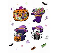 JOVYTH Broches Halloween 4 Pièces, Ensemble Badges Métal Assortis avec Attaches Sécurité & Laque Brillance, Idéal pour Costumes, Sacs à Dos et Accessoire Festif