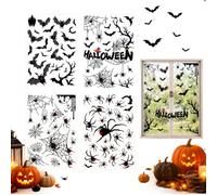 JOVYTH Déco Fenêtre Halloween Set avec Toile d'Araignée et Chauves-souris, 4 Pièces, Statique, Autocollant pour Vitrine