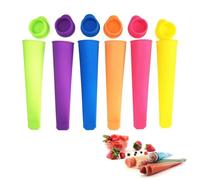 JOVYTH Lot de 6 moules à glace en silicone, réutilisables, avec couvercle, parfaits pour les enfants, adultes et bébés, idéals pour glaces, bâtonnets glacés et diversification (6 couleurs)